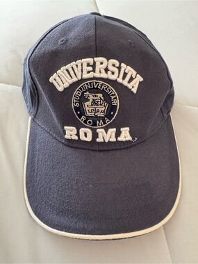 Universita Roma Navy Baseball Cap with White Trim